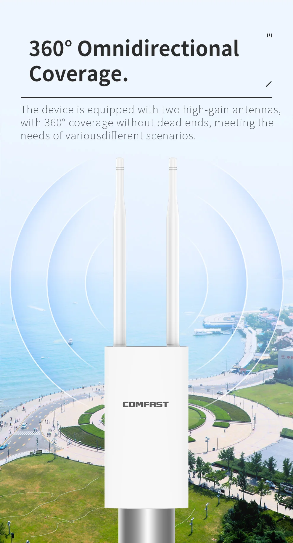 AC1200 Long Range Wifi Antenna 5Ghz+2G Gigabit 1200Mbps Outdoor Wi Fi Access Point AP Extend Street Park Wifi Router Nanostation