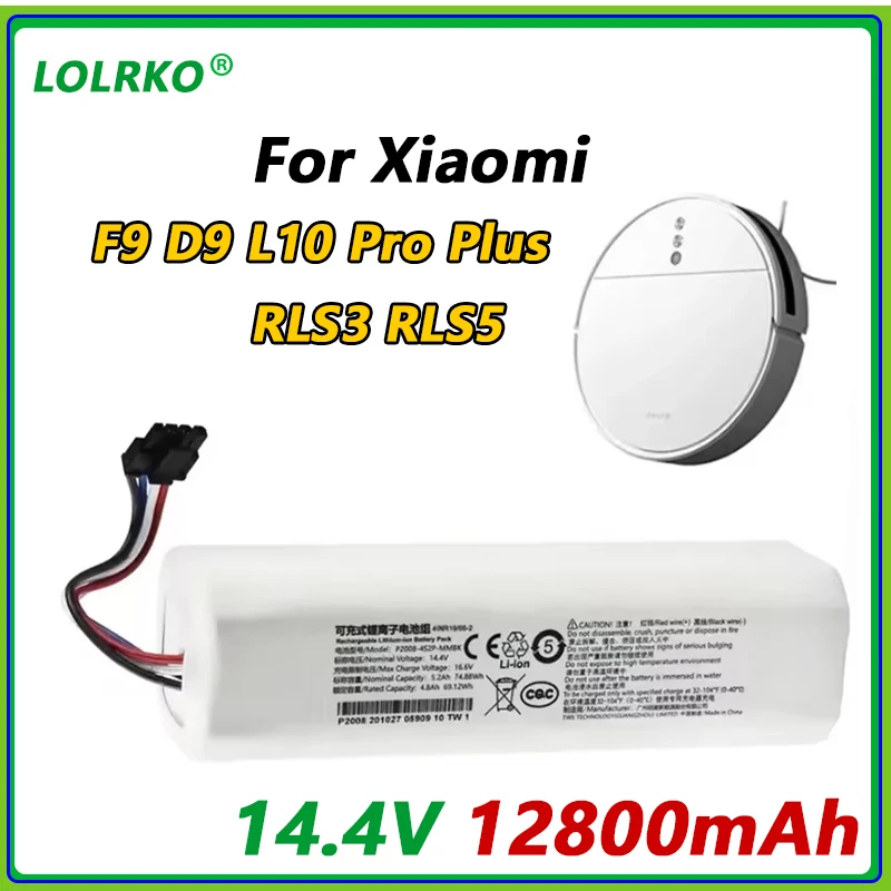P2008-4S2P-MMBK Battery for Dreame D9 Max F9 Z10 L10 Pro L10s D10 Plus D10s RLS5-BL0 P2150 RVS5-WH0 RL55L Robot Vacuum Cleaner