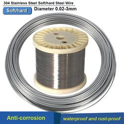 304 aço inoxidável macio e fio duro, único Strand amarração, 304 Iron Wire, Rustproof, 0.02-3mm de diâmetro, 1PC, 1-100 m, Novo