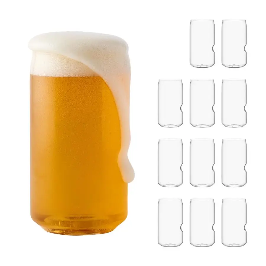

Unbreakable Can Shaped Glass Set of 12, 16 oz, Dishwasher Safe, BPAfree Tritan, Clear Beer Can Glasses, Shatterproof for Indoor,