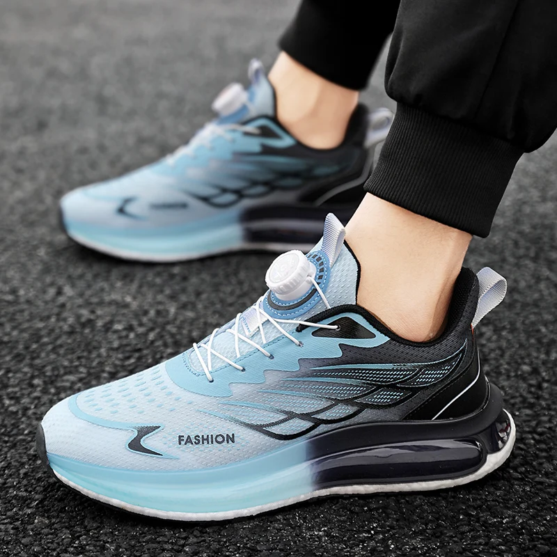 Men's Sneakes Summer Mesh Breathable Casual Shoes Men Soled Lightweight Running Shoes Comfortable Men Rotating Button Sneakers