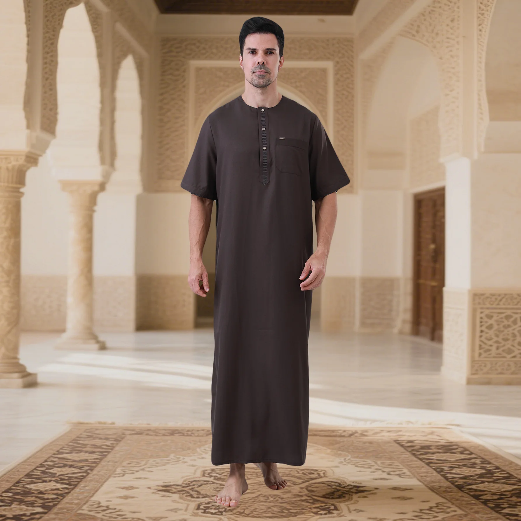 Saudi Arabic Men Robe Muslim Dress Dubai Abaya Turkey Kaftan Jubba Thobe Caftan Islam Gown Daffah Dishdasha Traditional Clothing