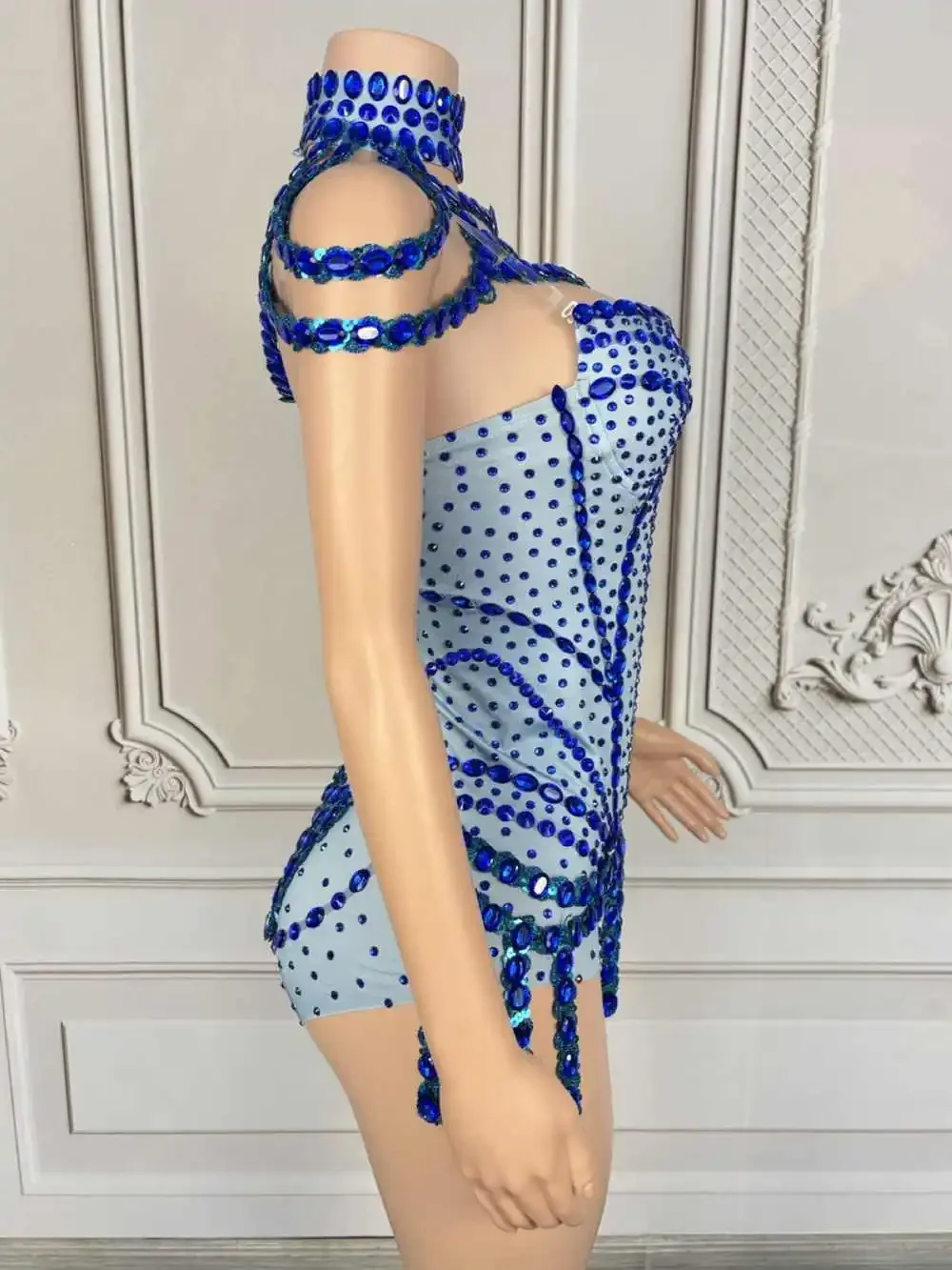 Sexy Show Performance Dance Costume Sparkly Rhinestones Fringes Bodysuit for Women Nightclub Outfit Singer Dancer Stage Wear