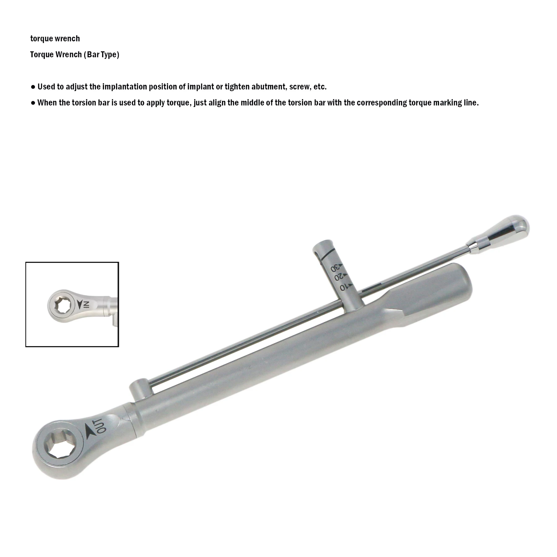 

Dental Hiossen Torque Wrench 10-30 Ncm With hexagonal Hole Fit Tighten Screw