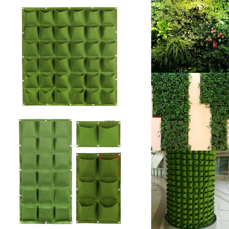 

2 9 36 72 pockets wall Hanging Vertical garden Grow Bags flower pots growing fabric plants plants Planting growth