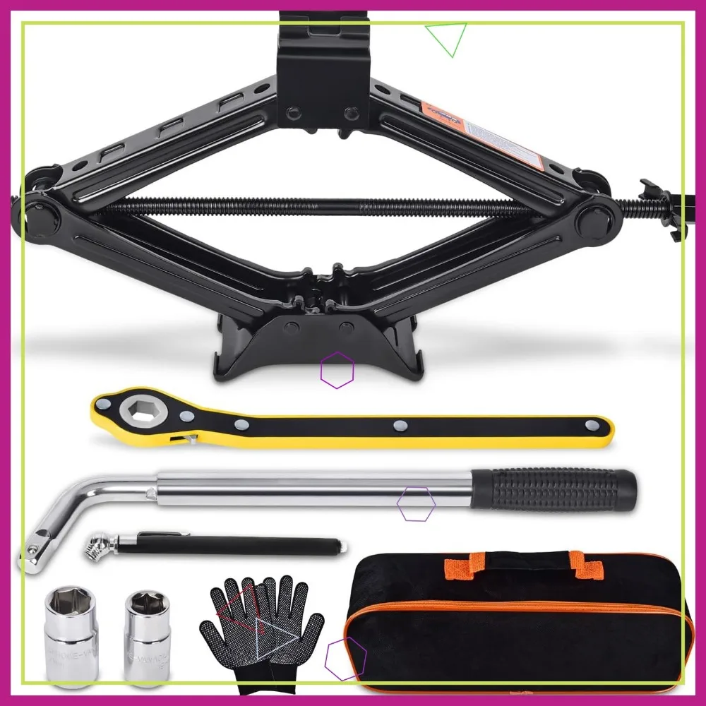 

2 Ton Scissor Car Jack with Tire Changing Kit - Emergency Tool for Cars, SUVs, and MPVs