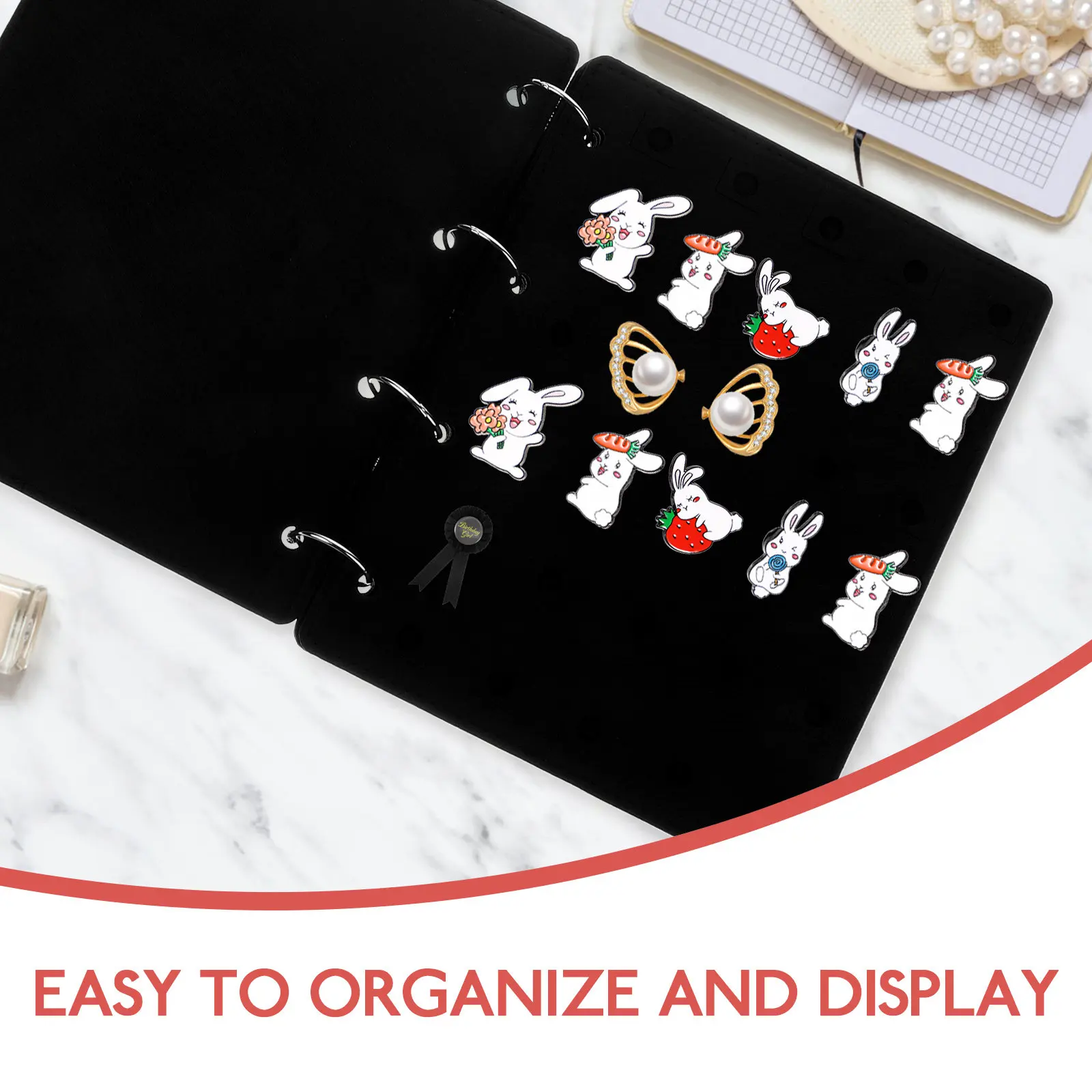 Pin Display Holder Booklet with Removable Pages Badge Storage Organizer for Collectors Charm Jewelry Display Compact Elegant