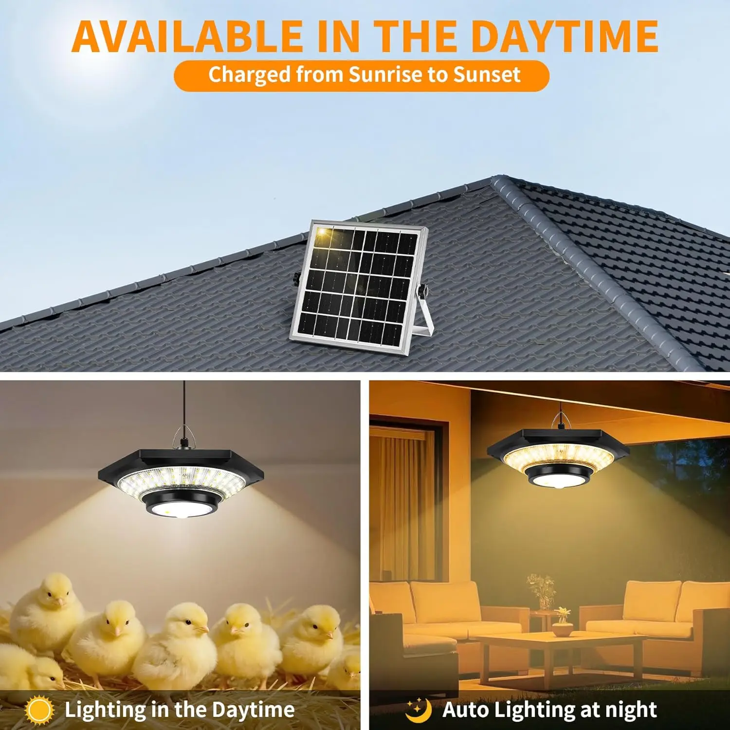 Solar Pendant Lights Outdoor Solar Shed Light Motion Sensor 288 LEDs Dimmable Indoor Barn Lamp Waterproof Gazebo Yard Garage Pat