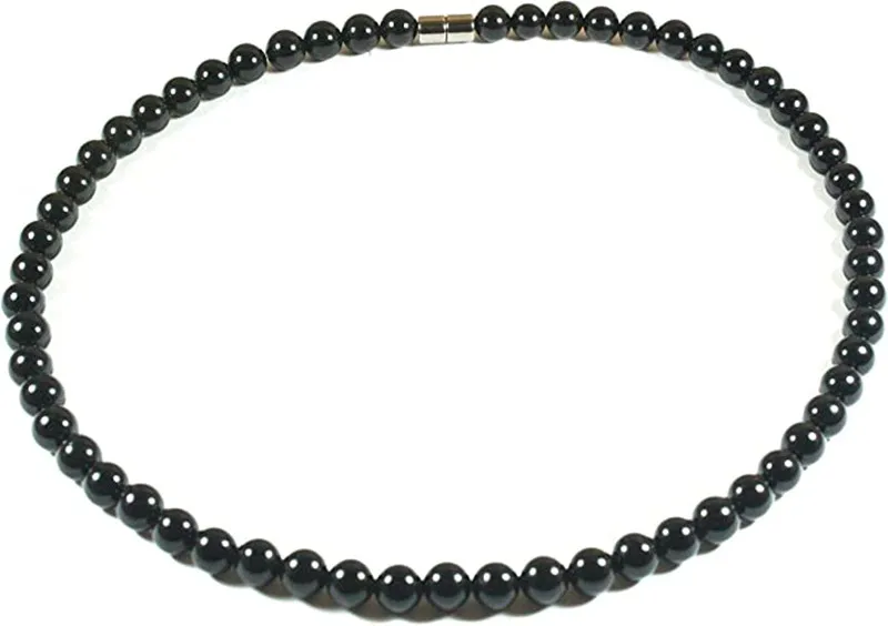 

Mens Necklaces Black agate Necklace 19 Inch Beaded Necklace Chains for Men 6mm Necklace Handmad