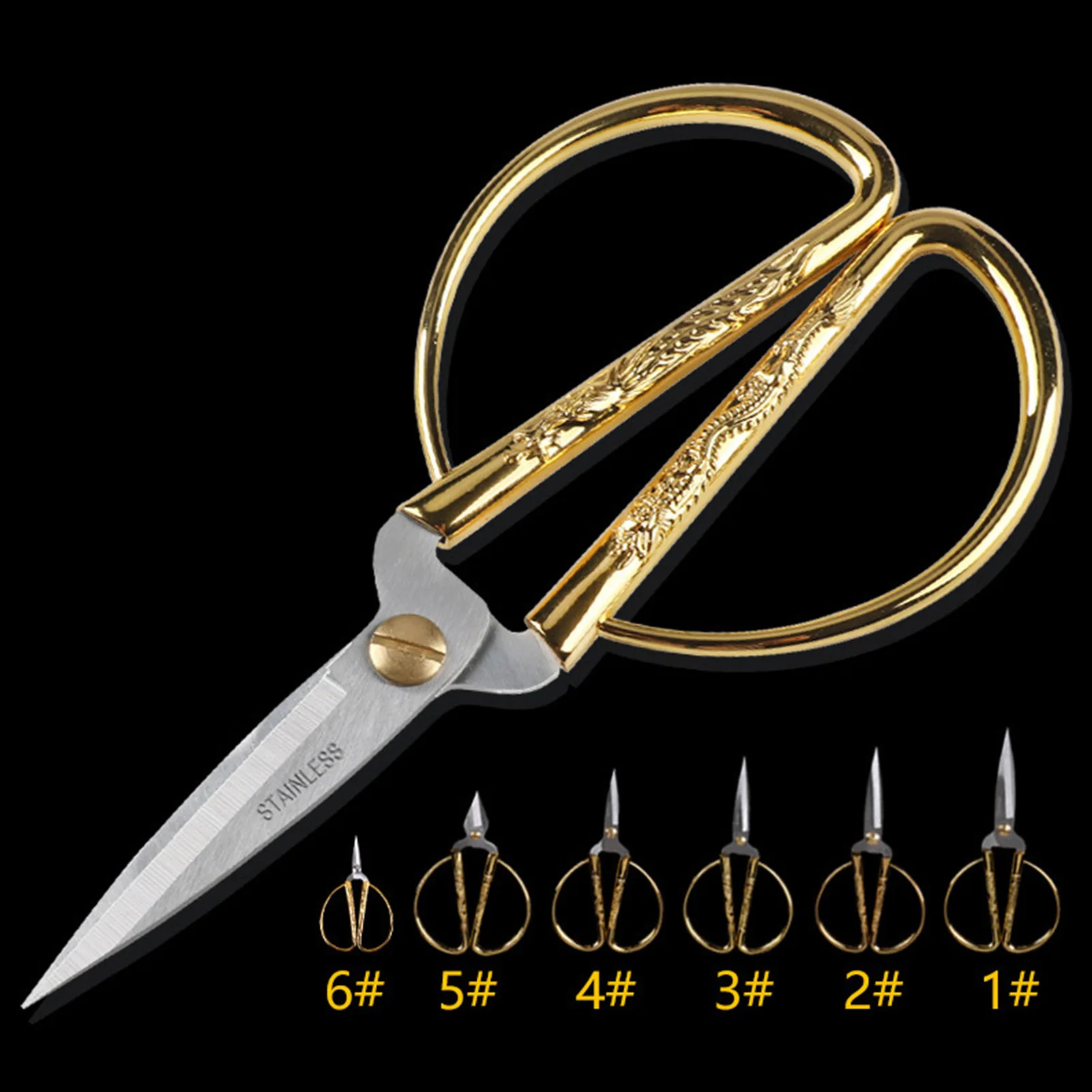 

Stainless Steel Scissors Ergonomic Design Gold Tone Dragon Scissors for Sewing Embroidery Enthusiasts