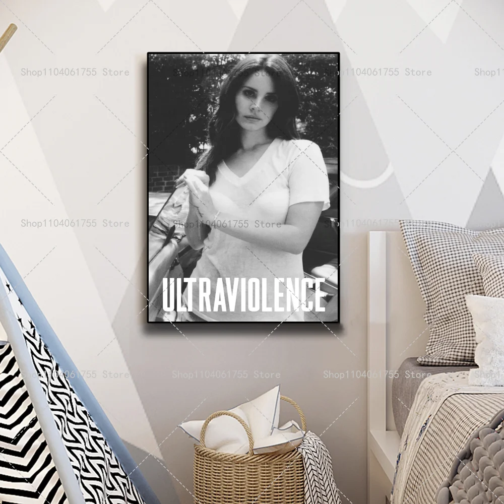 1PC Singer Lana Del Rey Classic Music Album Poster Self-adhesive Art Waterproof Paper Sticker Coffee House Bar Room Wall Decor