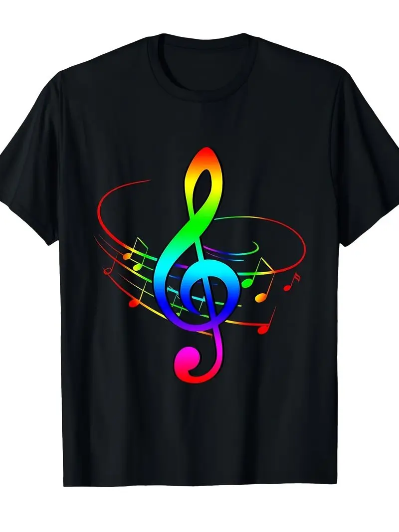 Music Lover Treble Clef 7-Note Staff T-Shirt Unisex Retro Music Note Print Ag Scale Black Multicolor S-Xxxl Sizes For Men Women