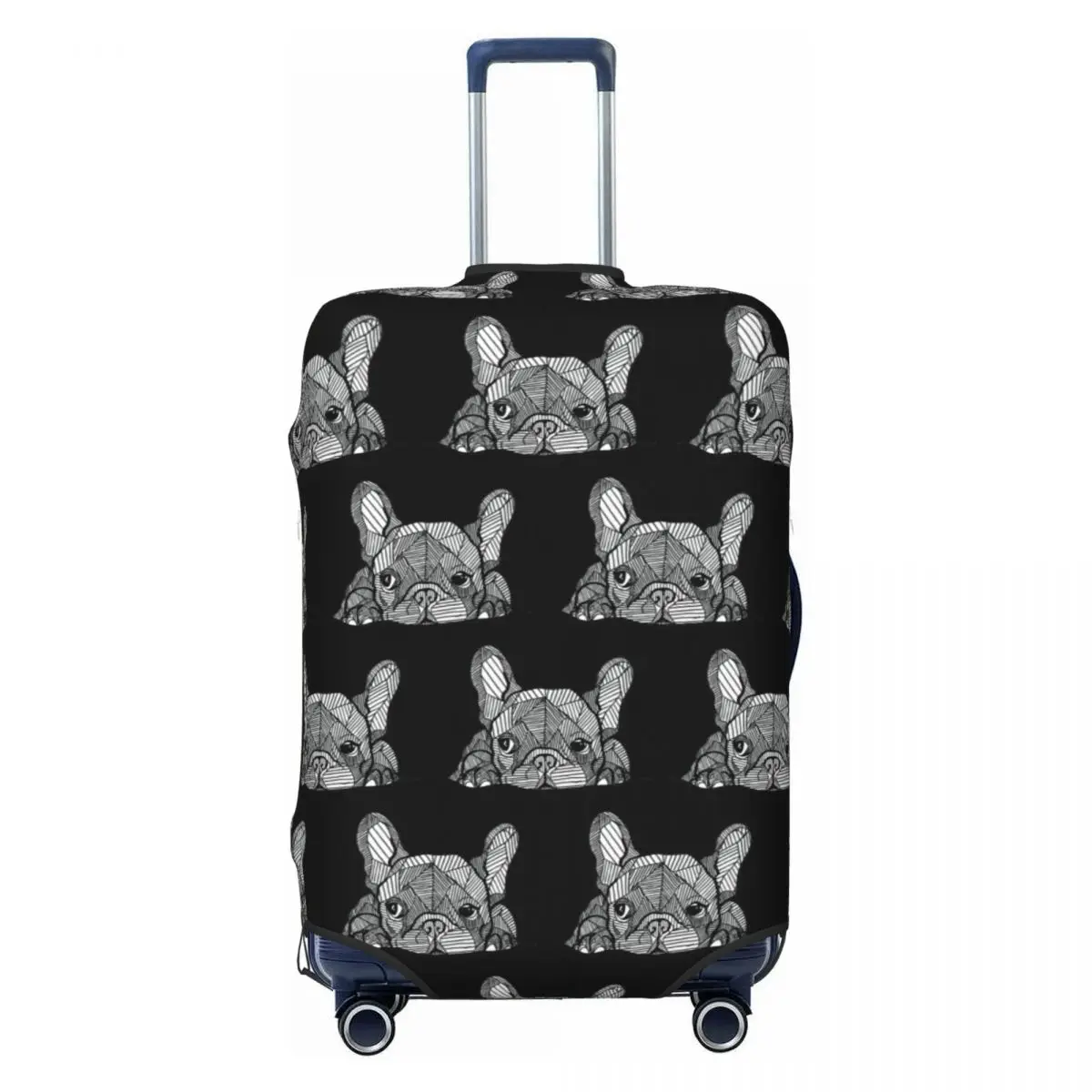 Custom French Bulldog Luggage Cover Protector Elastic Frenchie Dog Travel Suitcase Covers