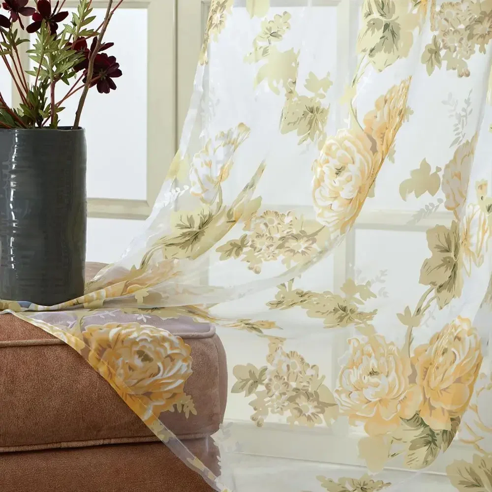 

Beautiful and Romantic Rose Tulle Curtains for Living Room Bedroom Backdrop Curtain