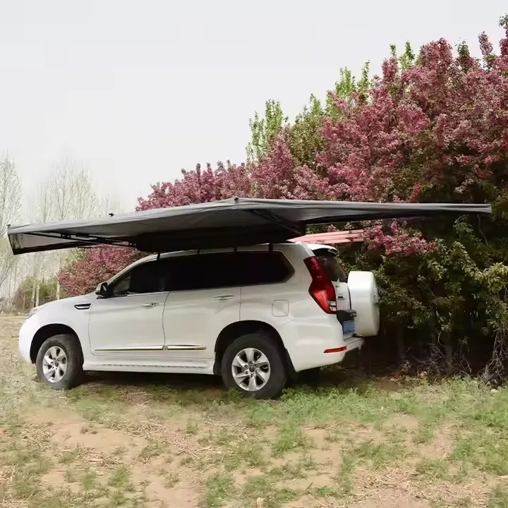 270 درجة ظلة الألومنيوم هارد شل تلسكوبي سيارة شنت القطاع الجانب خيمة المظلة #5