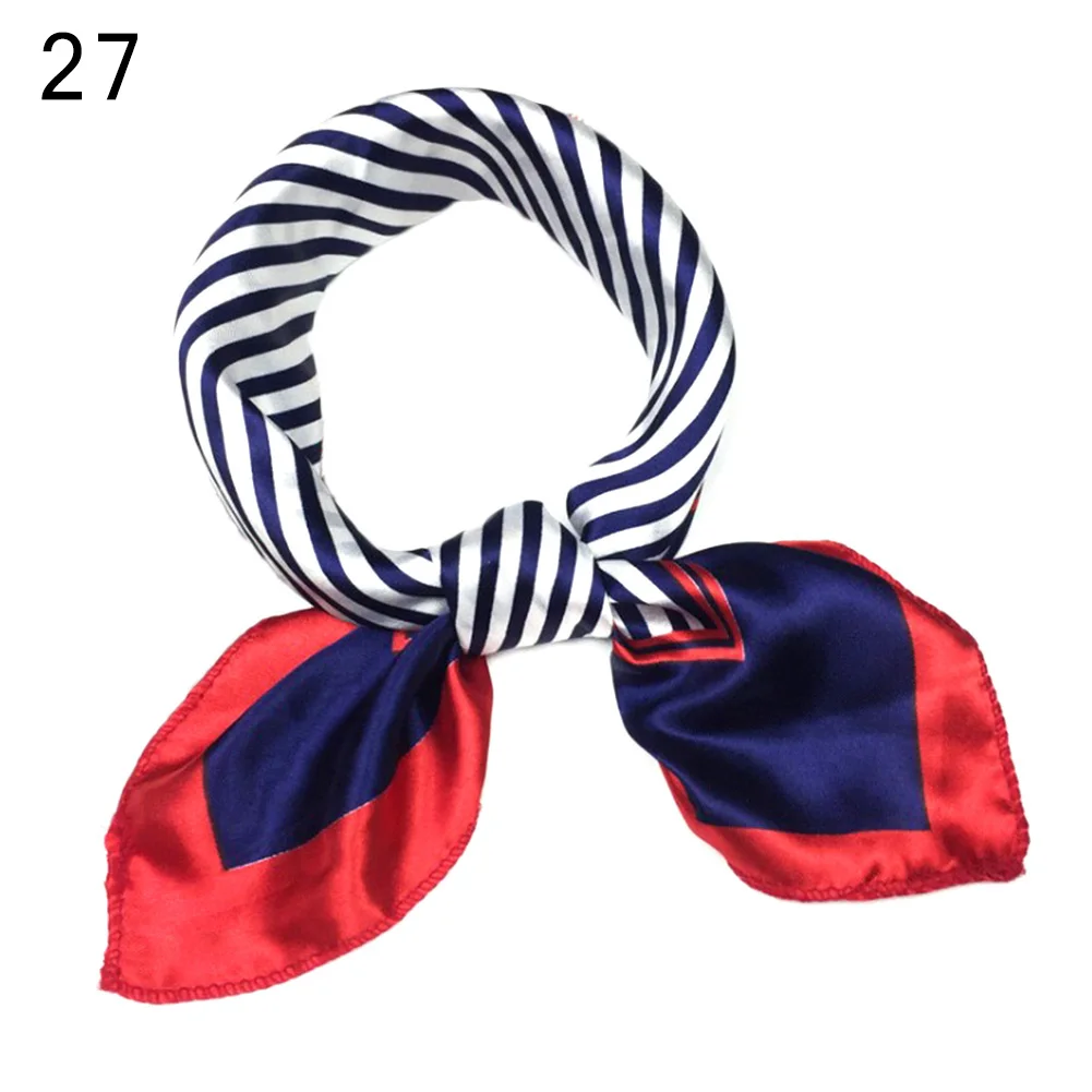 Retro Women Silk Feel Satin Scarf Leopard Red Striped Square Small Silk Scarf DIY Bag Handle Decor Lady Neck Tie Hairband Shawl