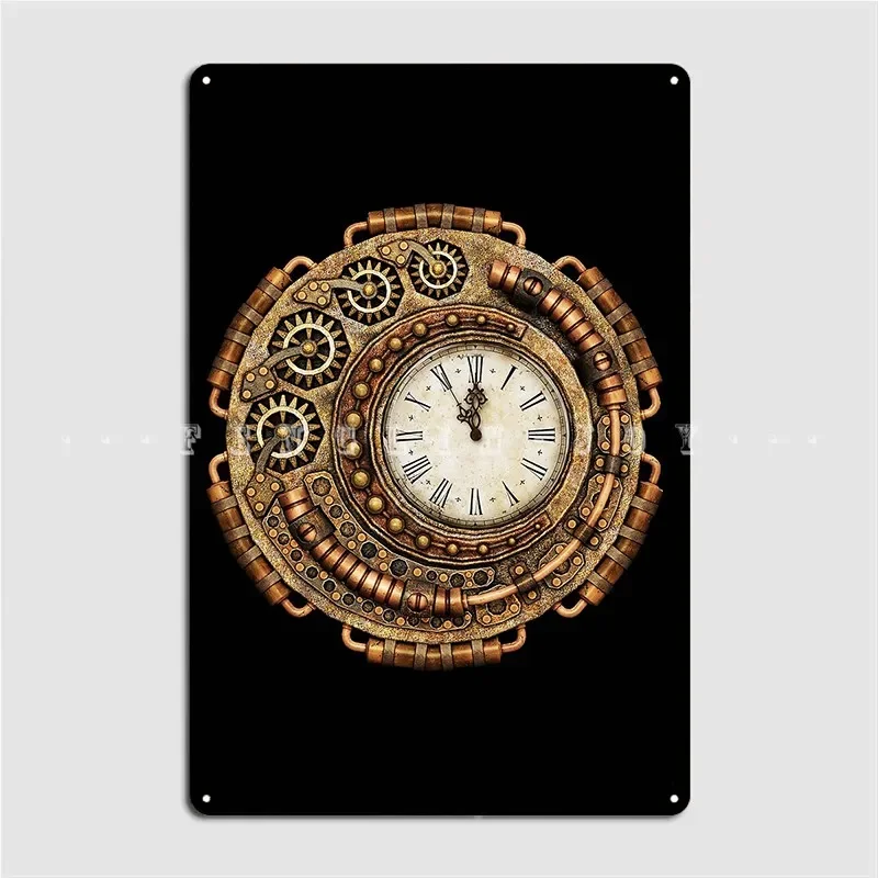 Steam Punk Clock Metal Sign Custom Wall Decor Bar Cave pub Tin sign Posters
