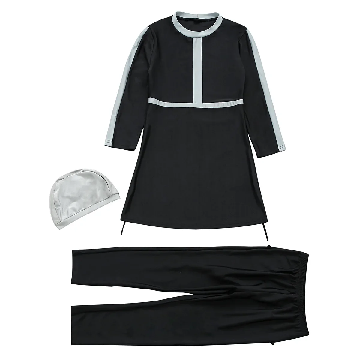 

Muslim Swimwear Islamic Swimming Suit For Girls Burkinis Kids Long Sleeve Swimsuit Sportswear 3PCS Arabic Bathing Beachwear Set