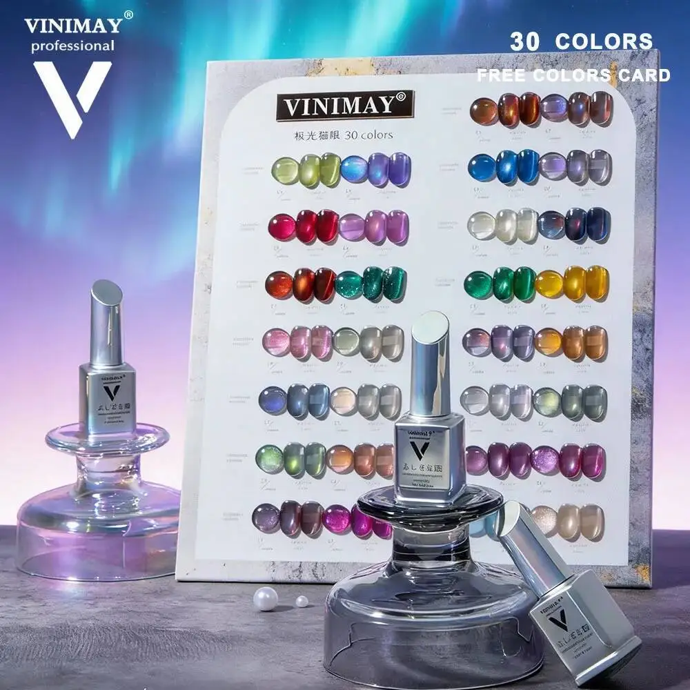 Conjunto de Esmalte em Gel Magnético VINIMAY Aurora para Unhas, Verniz UV, Gel Polish Removível, Verniz para Arte de Unhas, Primer