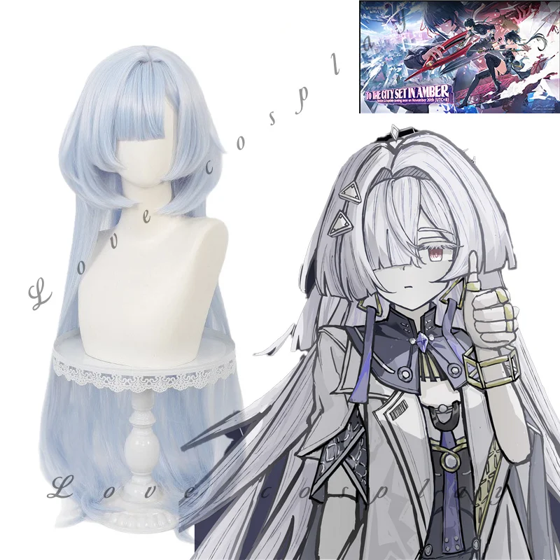 Wuthering Waves Mornye Cosplay Wig Long Blue Purple Pink Gradient Straight Hair Wigs For Women Girls Lahai-Roi WUWA Free Wig Cap