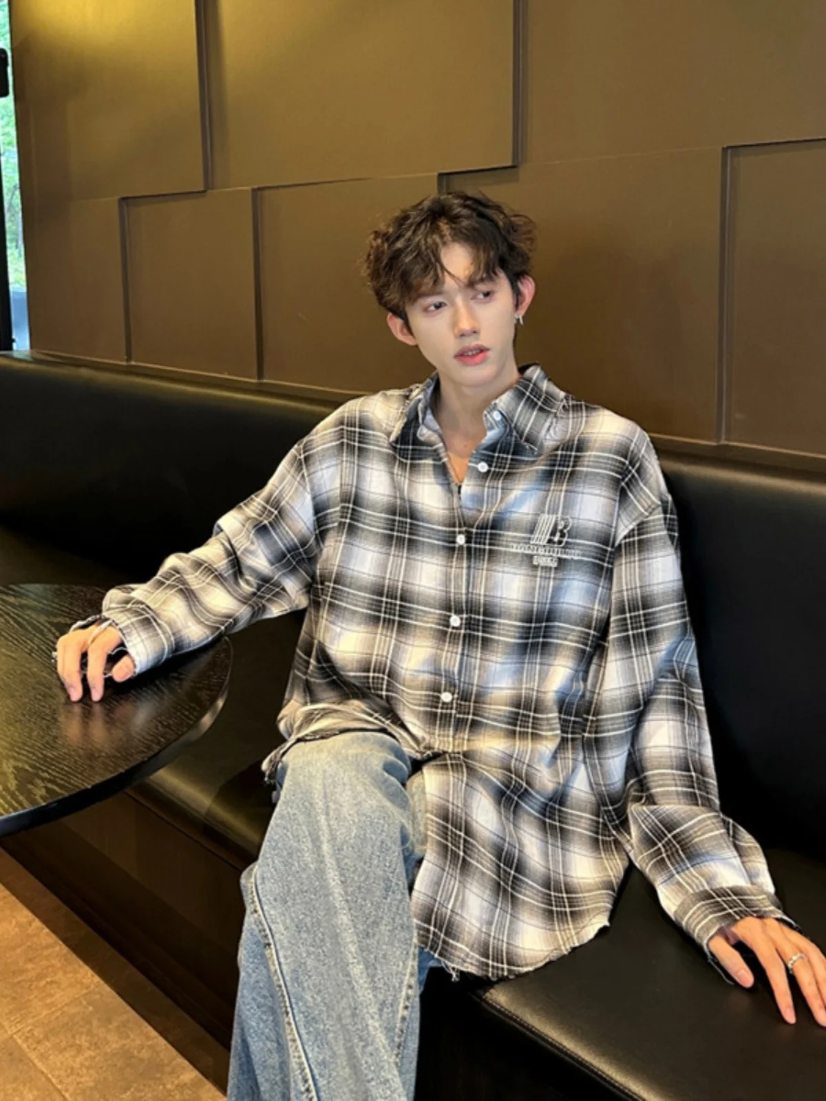 

Белая клетчатая рубашка с длинным рукавом для мужчин и молодежи, тонкая, с защитой от солнца, в американском стиле, для отдыха, верхняя одежда, модная для пар