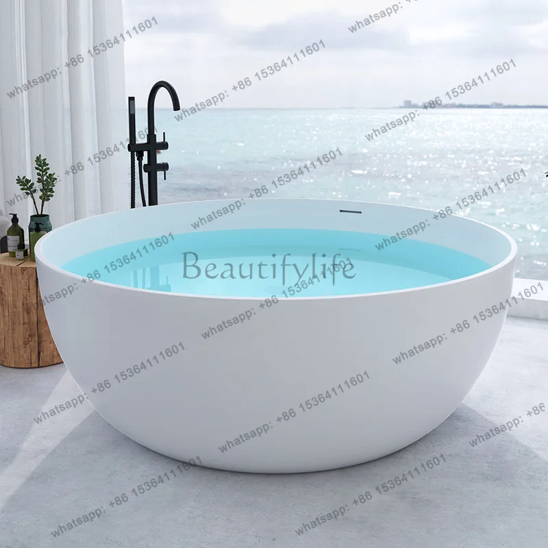 Independent integrated Qimei stone bathtub Home hotel B & B Couple positive circular artificial stone bathtub