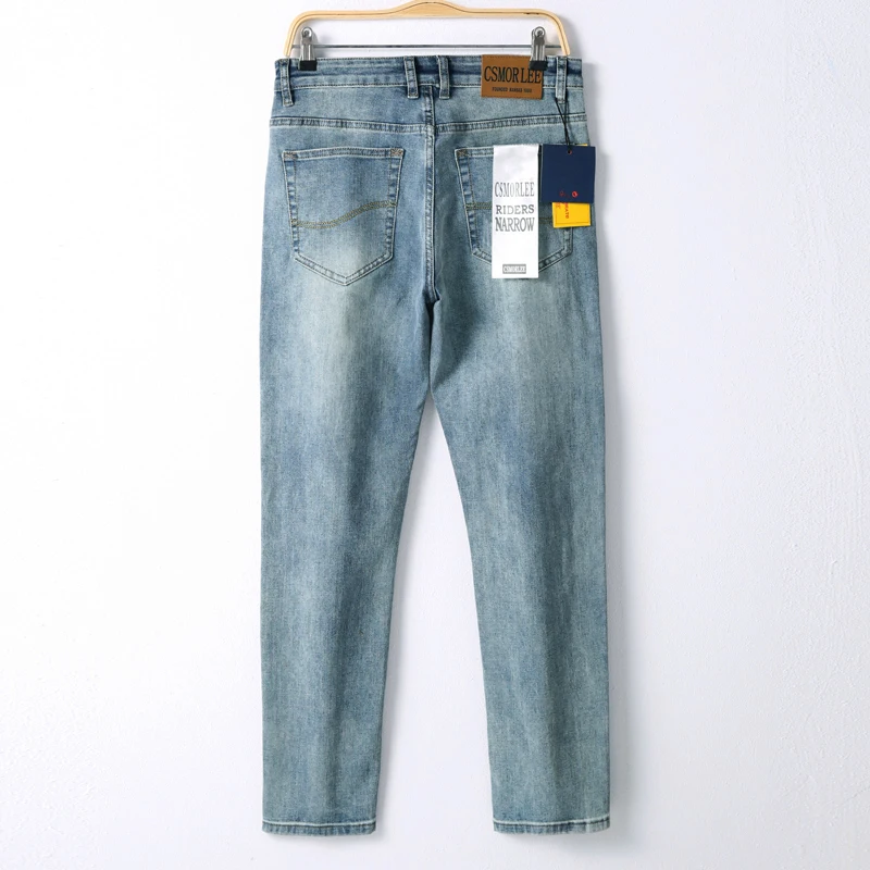 Retro Blue Jeans Heren Klassieke High-End Rechte Slanke Stretch Casual Zakelijke Jeugdbroek Voor Heren