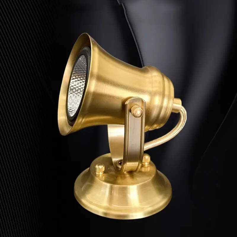 

Ретро полностью медный американский настенный светильник, потолочный светильник, латунный накладной прожектор, регулируемый угол, бытовой настенный светильник