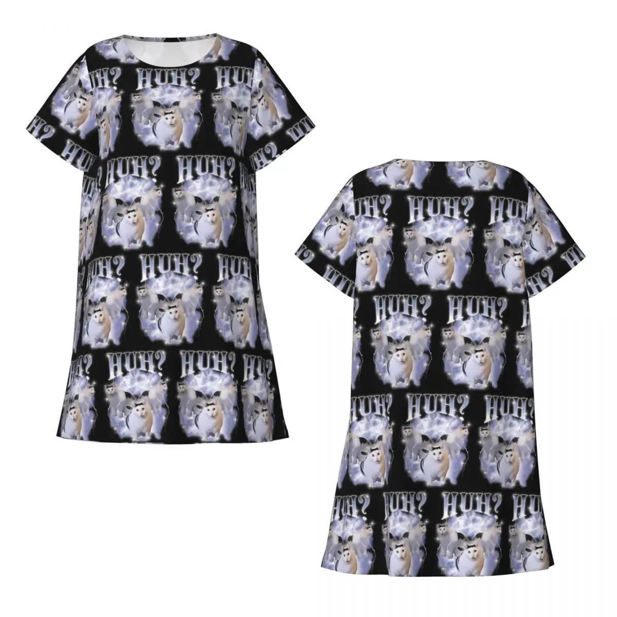 Huh Cat Chonky Ben Meme Bootleg Rap 90S Short Sleeves Nightdress For Sleeping Women Short Sleeve Nightgowns Pajama Dress