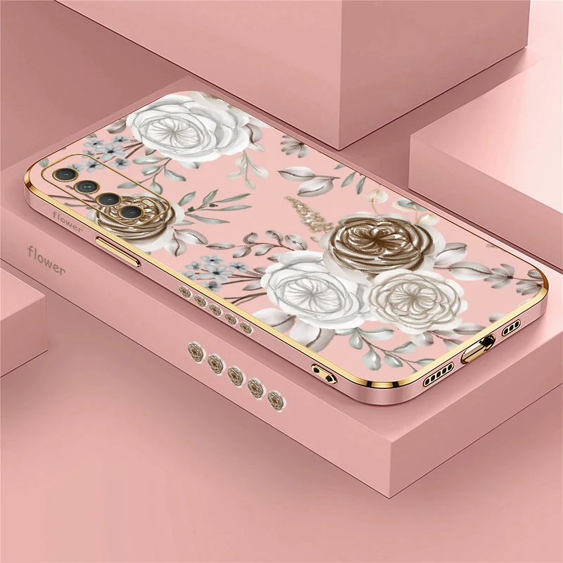 Soft TPU Flower Pattern Phone Case For Huawei Y7A Y9S Y7 Prime Pro 2019 Enjoy 20 SE 9 9E 10 Plus Shockproof Plating Cover