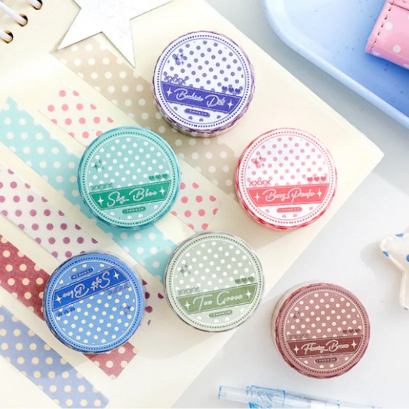 36pcs/lot Kawaii Polka Dot Tape Creative Scrapbooking Diary Adhesive Masking Tape Stationery Gift