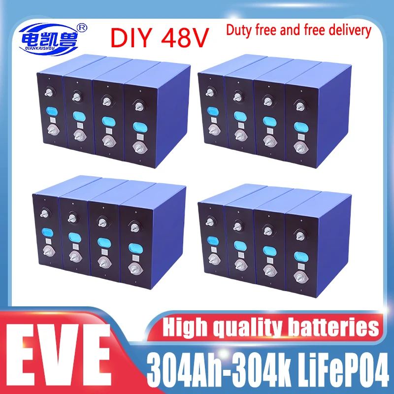 

16pcs EVE 3.2V 304Ah 105Ah LF280K 280Ah 320Ah 310Ah LiFePO4 Battery Brand new Grade A DIY 12V 24V 48V Solar RV EV Camping No Tax