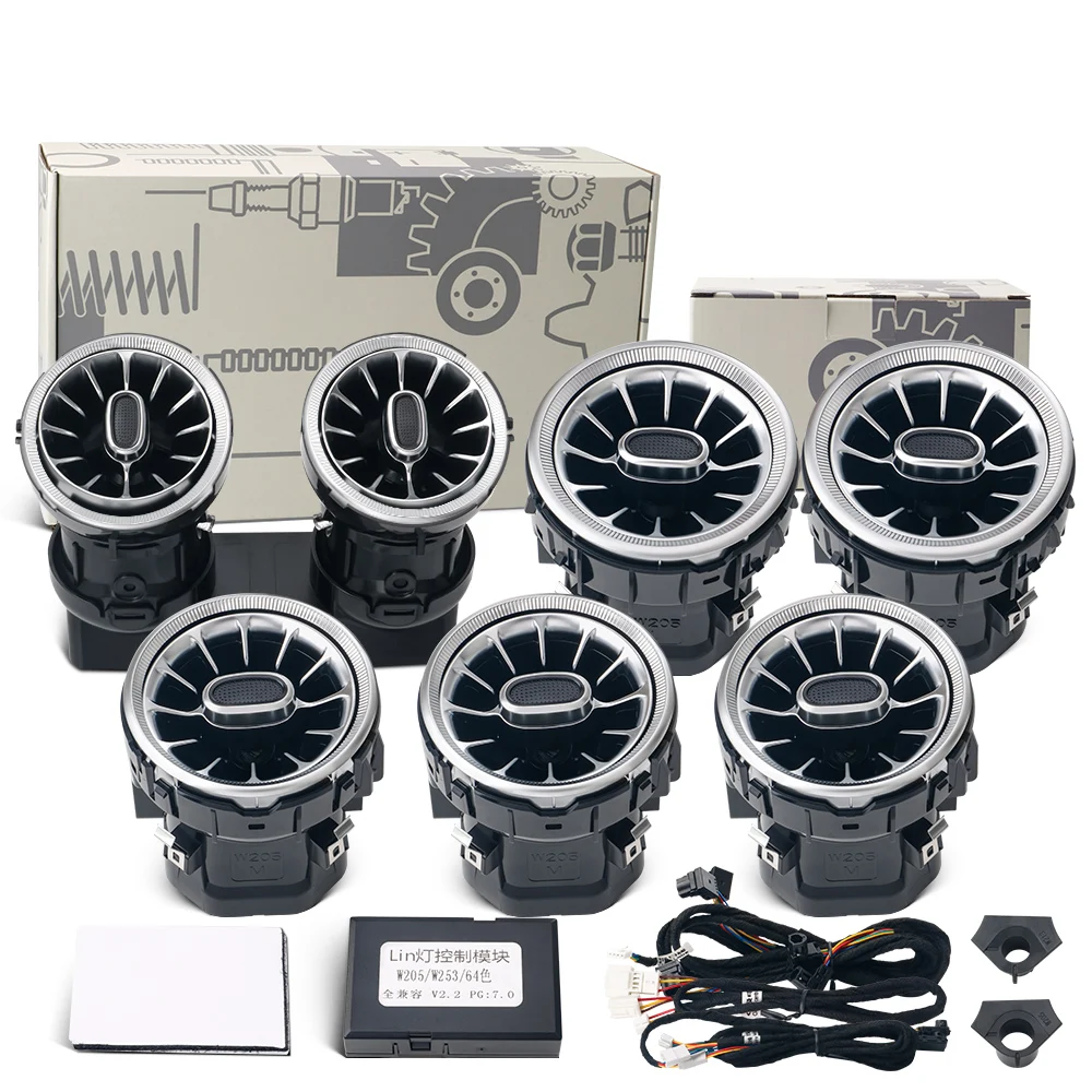For W205 C-Class GLC X253 W213 E-Class W222 S-Class Air Vents RGB Ambient Light Turbine Nozzle Decorative Lighting