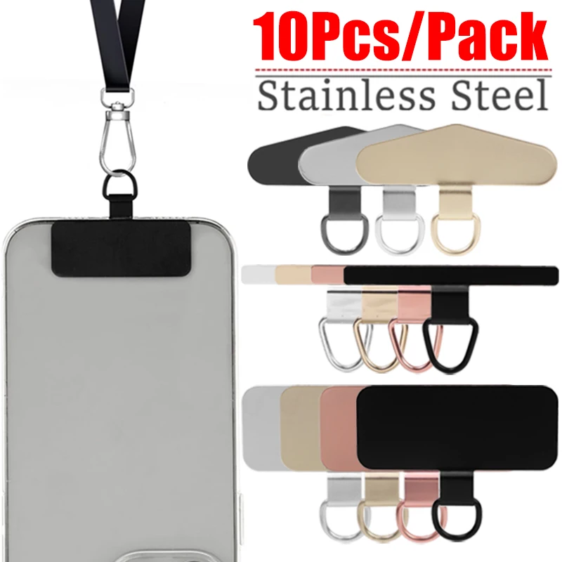 10-1Pcs Universal Metal Phone Tether Tab Ultra-thin Stainless Steel Replacement Phone Lanyard Straps Cards for Iphone 15 Samsung