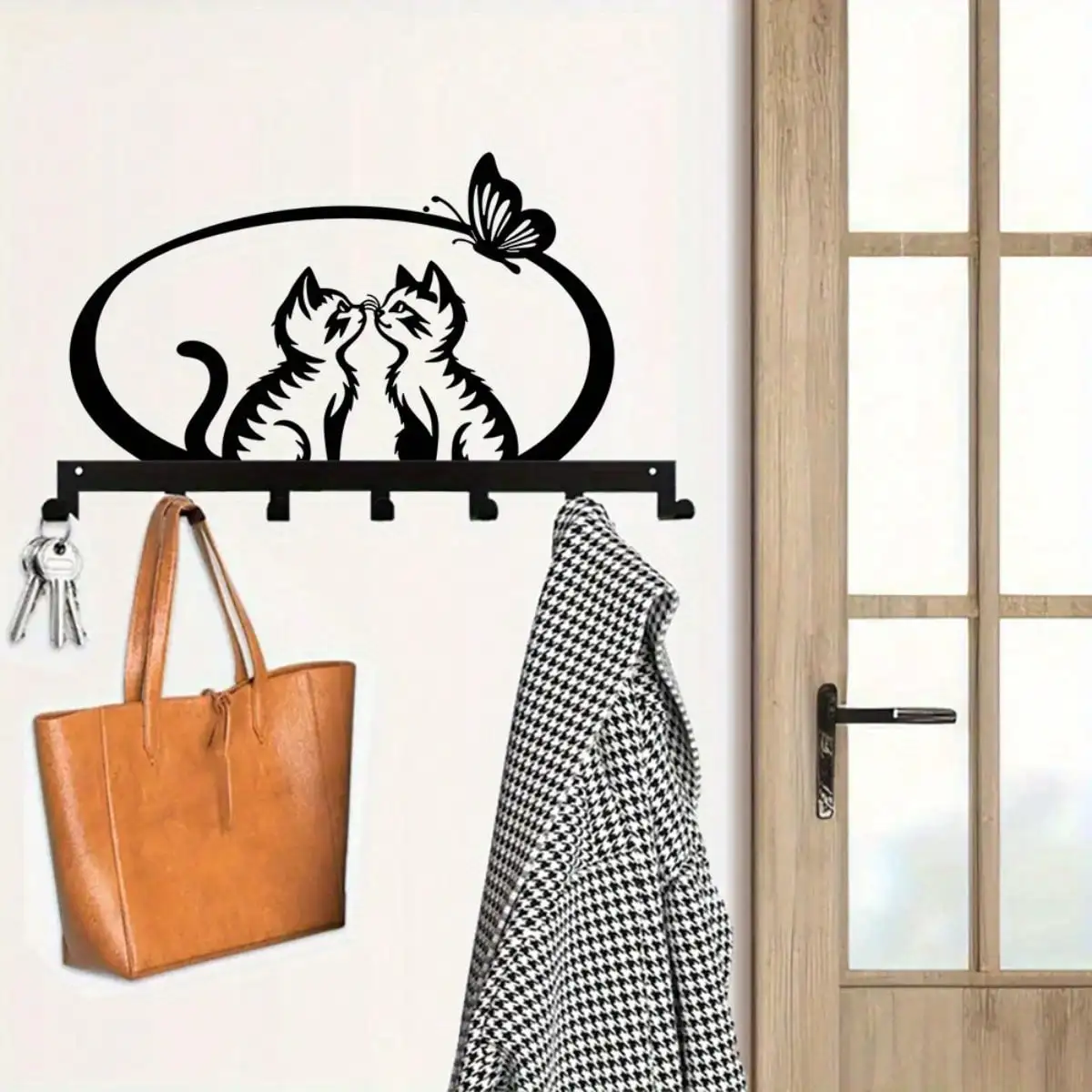 CIFBUY Metal Wall Art Kissing Cats Key Hanger Cute Wall Storage Entryway Kitchen Decor Hanging Gift