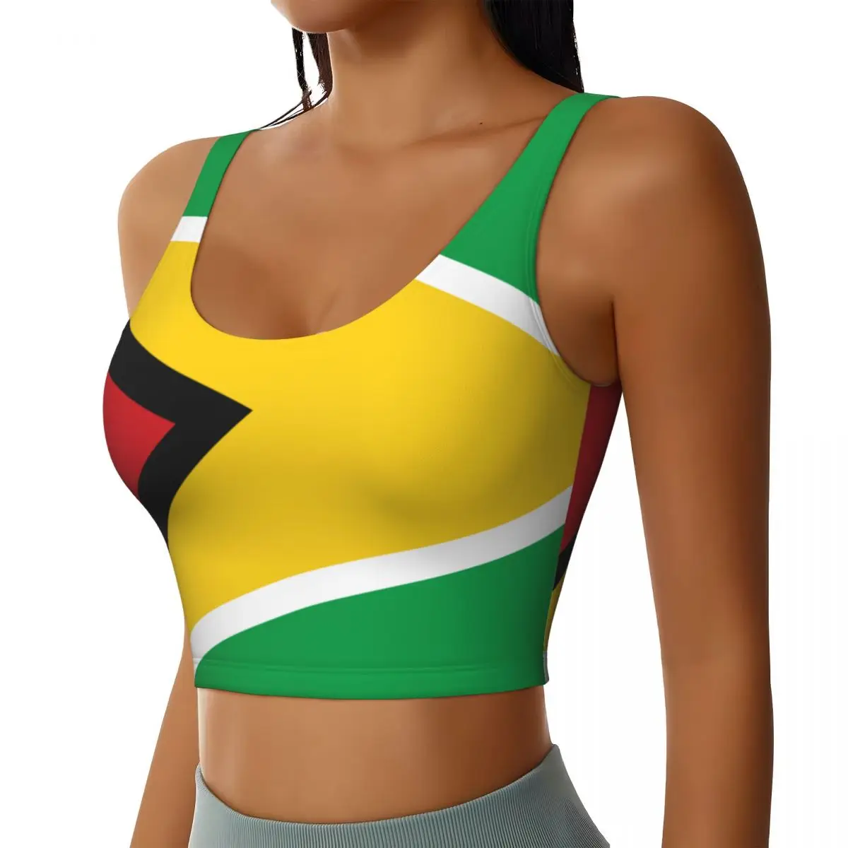 Yoga Vest Women Gym Sports Crop Tops Guyana Flag Streetwear Workout Breathable Tank Top Female