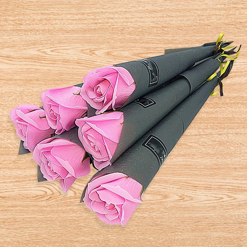 Caci 10Pcs Single Rose Simulation Korean Rose Soap Flower Valentine's Day Gift Soap Roses Single Artificial Soap Flower