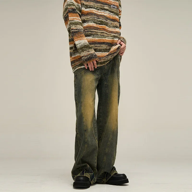 

Vintage Streetwear Punk Hip Hop Jeans Men Wide Leg Baggy Trousers Fashion Y2k etro Straight Jeans Trousers