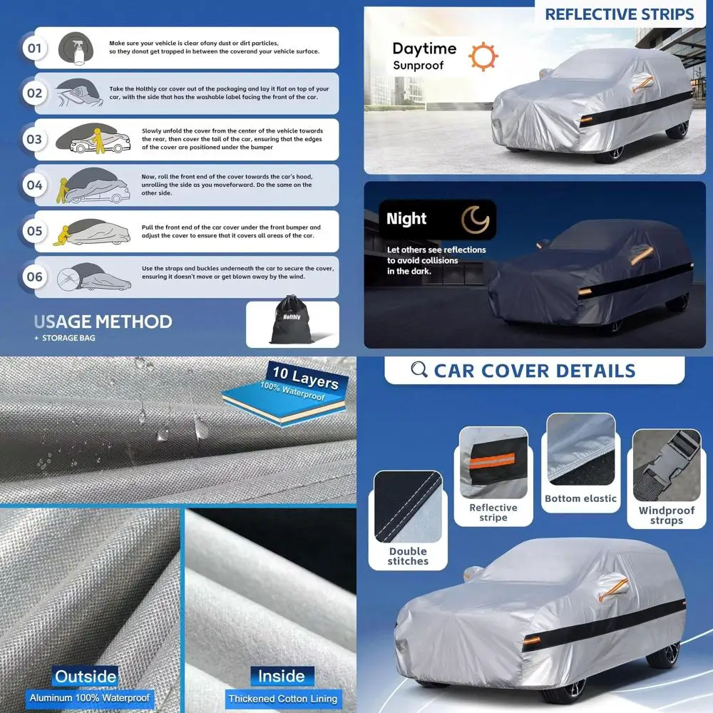 

Индивидуальный 10-слойный автомобильный чехол для Toyota FJ Cruiser 2006-2017, серебристый, водонепроницаемый и всепогодная защита с хлопковым покрытием