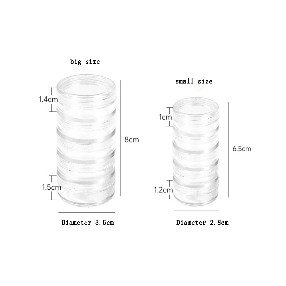 Round 5 Layer Clear Stackable Bead Storage Jars Cosmetic Storage Box Empty Mini Containers For Jewelry Nail Art Eyeshadow Crafts