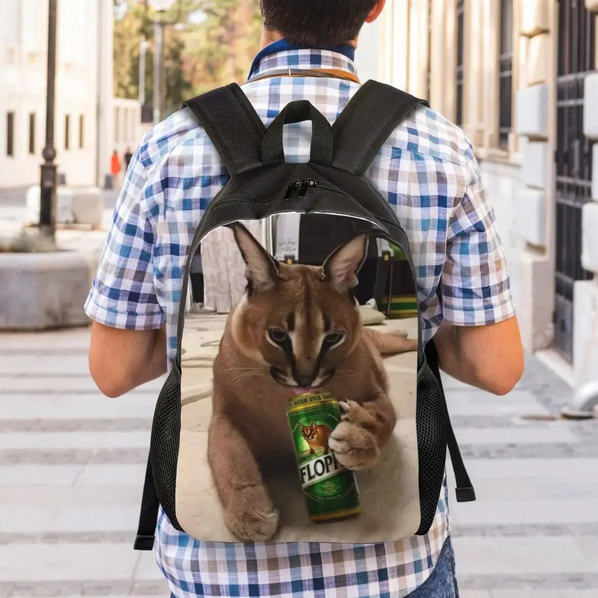 Big Floppa Meme Backpacks for Men Women College School Students Bookbag Fits 15 Inch Laptop Funny Caracal Cat Bags