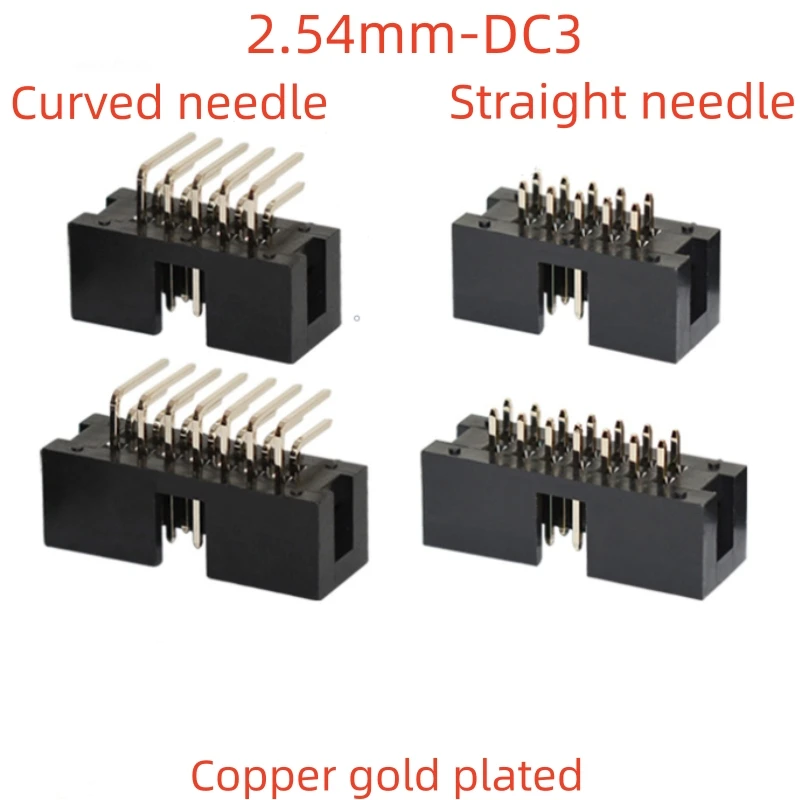 

10PCS DC3 simple horn seat, straight needle, curved needle 6/8/10/14/16/20/26/30-40/50P 2.54MM