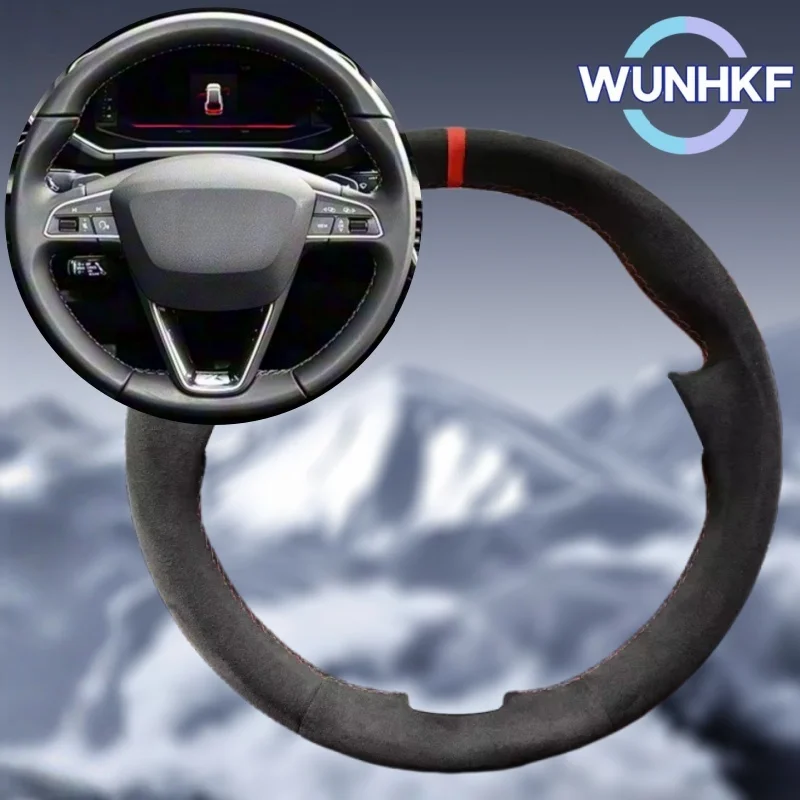 

Чехол на руль автомобиля своими руками для Seat Leon 5F Mk3 Ibiza 6J Tarraco Arona Ateca Alhambra, замшевая накидка на руль, салон автомобиля