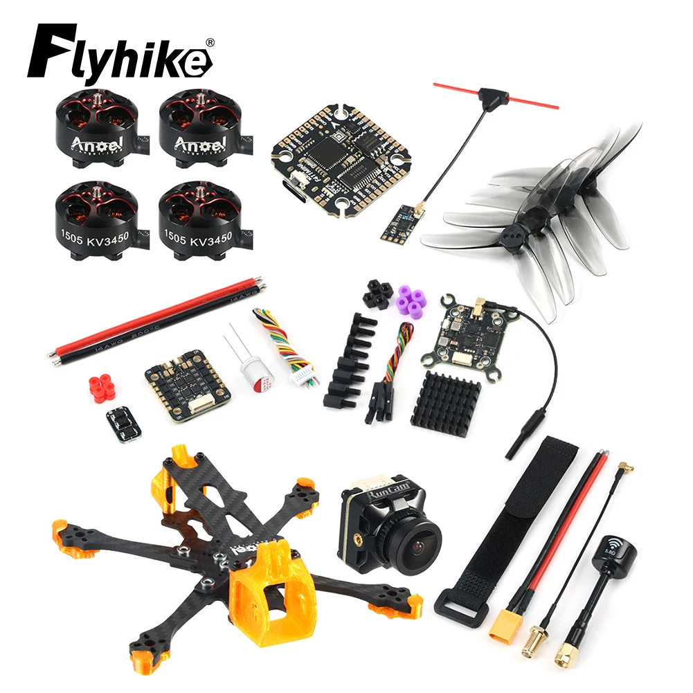 Uangel30 3inch Flower Fly FPV Kit 3inch Frame F411 FC & 40A ESC Runcam Robin3 Camera 1505 3450KV Motor Small FPV Drone Kit