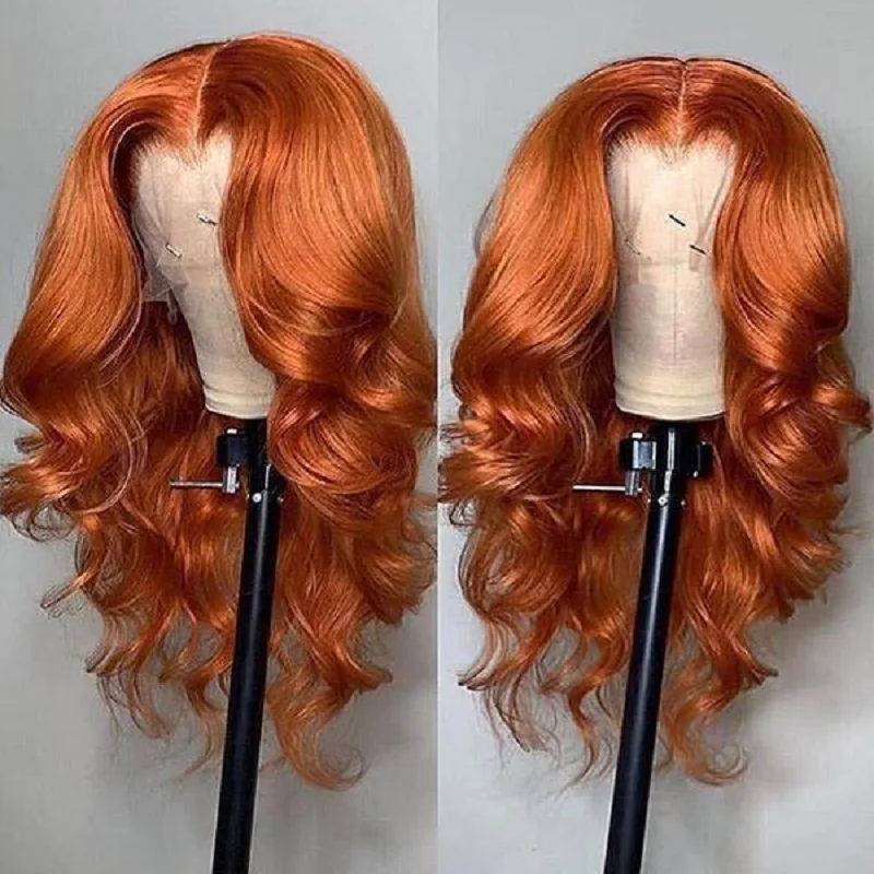 Bob Wig Human Hair 13x4 Frontal Lace Wig Ginger Lace Front Wigs Pre Plucked Short Orange Colored Transparent r Wigs For Women