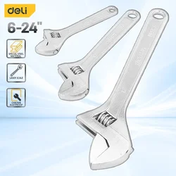 Deli 1 Pcs Large Opening Adjustable Spanner Monkey Wrench Adjustable Angle Slide Wrench 6-8-10-12-15 Inch Household Repair Tools