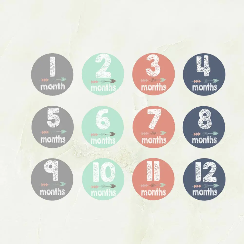 12Pcs Newborn Photo Props For Baby Shower Guest Month Sticker Decal Number Photograph Birthday Party