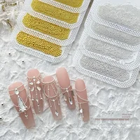 Mini Caviar de cristal de 0,4-3,0mm, cuentas de Metal, abalorio para uñas, bola de acero dorada/plateada/blanca, perno para uñas, Micro bola 3D, decoración de diamantes, cuentas redondas