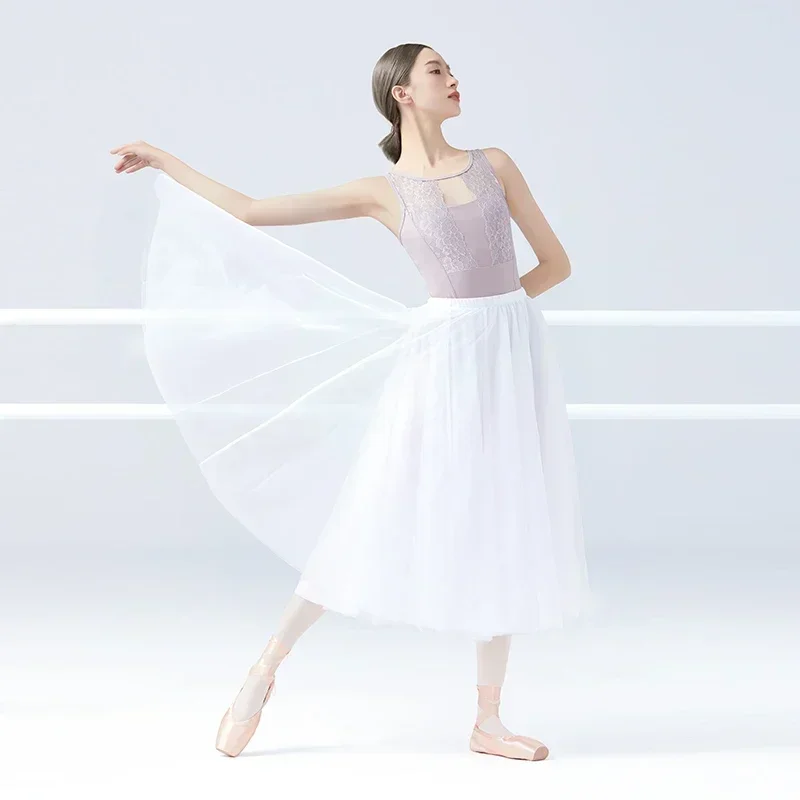تنورة باليه مكونة من 4 طبقات تنورة رقص طويلة للسيدات تنورة أداء رقص الباليه الشبكية الناعمة للبالغين