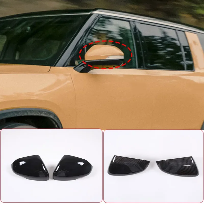 For Rivian R1T/R1S 2022-2023 ABS Carbon fiber/Matte black Car Exterior Mirror Cover Decorative Stickers Car Accessories